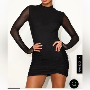 Lulus Prettiest Energy Black Mesh Long Sleeve Mini Dress